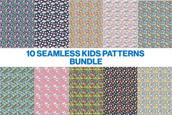 10 Seamless Kids Patterns Bundle – Cute