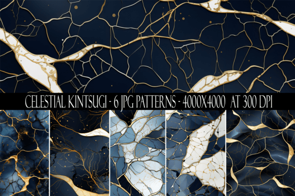 Celestial Kintsugi Seamless Patterns