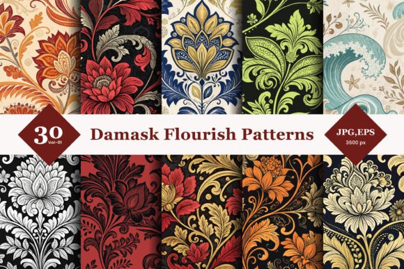Damask Flourish Seamless Patterns 01: Strategic Design Assets for Refined Branding
