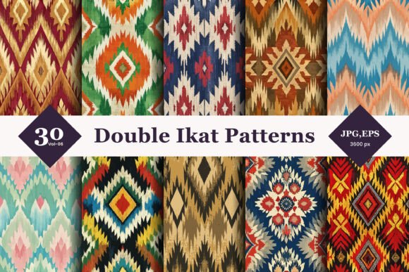 Double Ikat Seamless Patterns 06