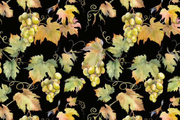 Elevate Your Brand Identity with Grapes Patterns Grapevines Watercolor