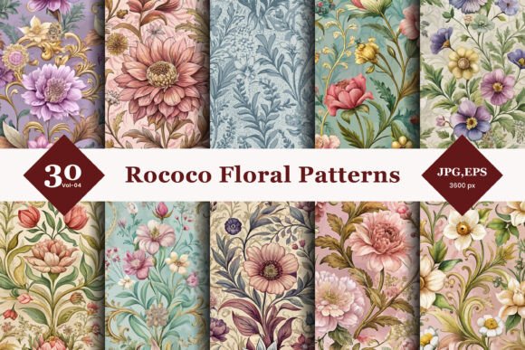 Evaluating Rococo Floral Seamless Patterns 04 for Design Projects