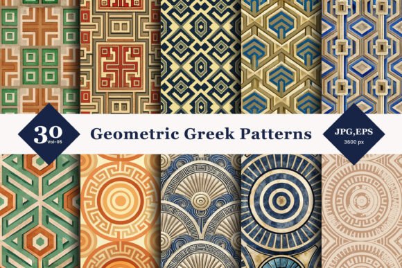 Geometric Greek Key Seamless Patterns 05