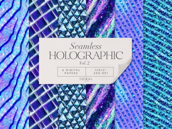 Holographic Paper Seamless Patterns Blue