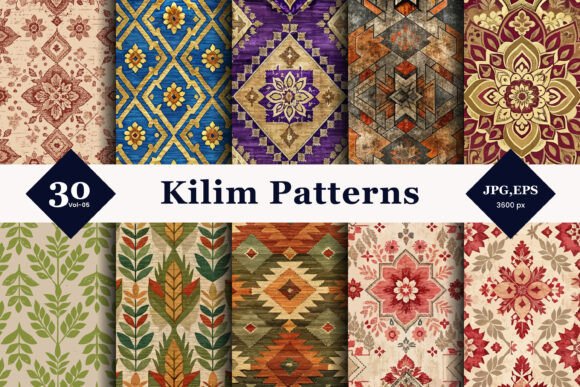 Kilim Style Seamless Patterns 05