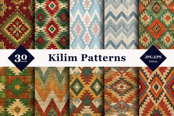 Kilim Style Seamless Patterns 06: Integrating Traditional Artistry into Modern Digital Workflows