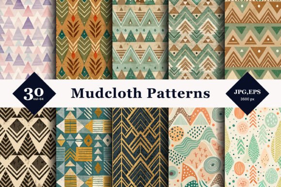 Mudcloth Style Seamless Patterns 04