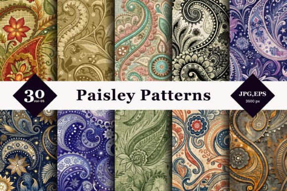 Paisley Style Seamless Patterns 05