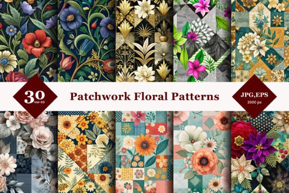 Patchwork Floral Seamless Patterns 03: Elevate Your Design Workflow