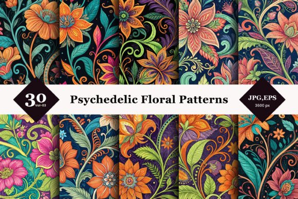 Psychedelic Floral Seamless Patterns 03 Review