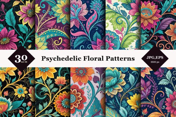 Psychedelic Floral Seamless Patterns 06: Strategic Design Integration for Modern Brands