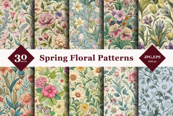 Spring Floral Seamless Patterns 02: Elevate Your Brand with Whimsical Charm