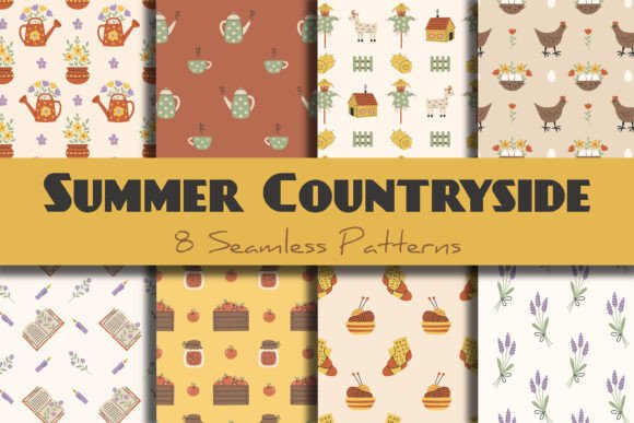 Summer Countryside Seamless Patterns