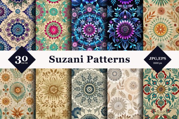 Suzani Style Seamless Patterns 02