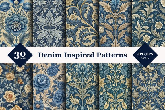 The Art of Textile Fusion: Exploring Denim Inspired Floral Seamless Patterns 05