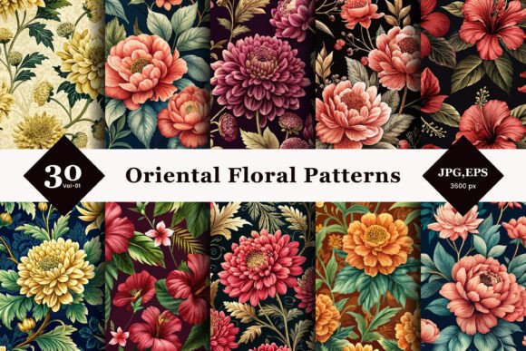 The Timeless Allure of Oriental Floral Seamless Patterns 01: Elevating Design with Asian Artistic Heritage