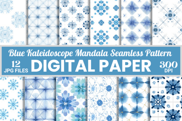 Unleashing Creativity with Blue Kaleidoscope Boho Mandala Digital Patterns