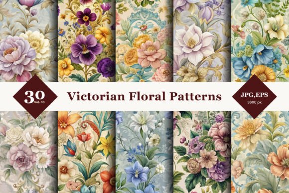 Victorian Floral Seamless Patterns 06