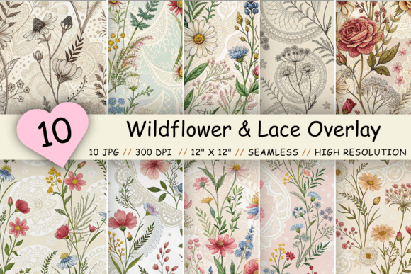 Wildflower Lace Overlay Patterns: Elevating Digital Projects with Seamless AI-Generated Textures