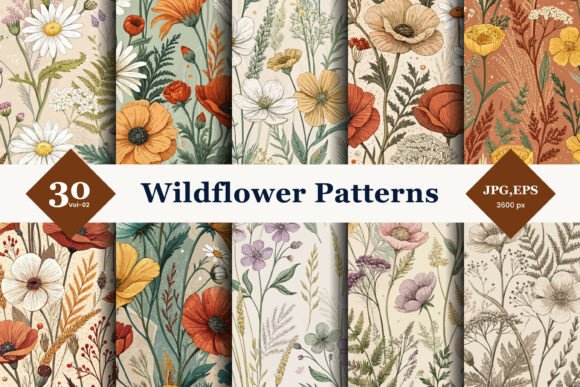 Wildflower Seamless Patterns 02